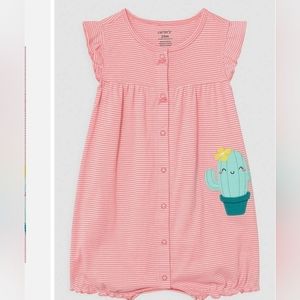 Carter's Baby Girl One Piece Cactus peach Pink Striped Romper NWT sz 9m